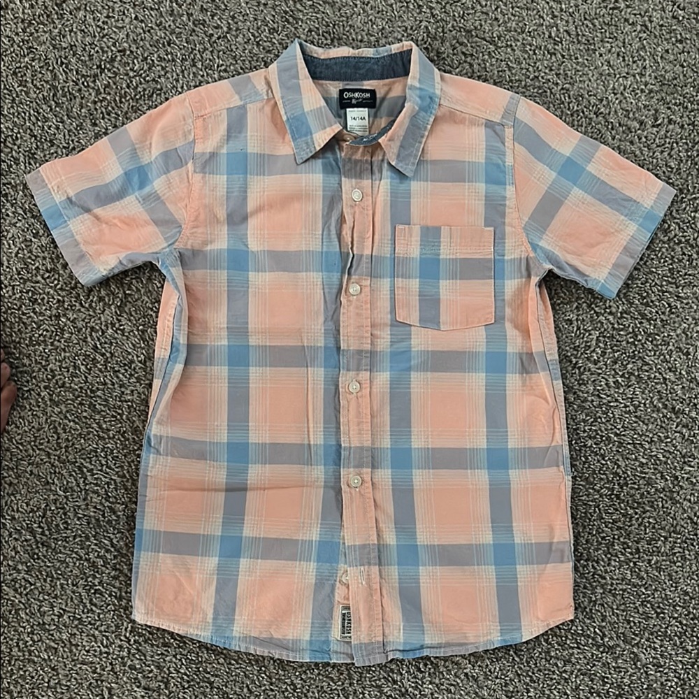 OshKosh Peach and Blue Plaid Shirt